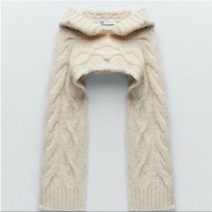 NWT Zara Hooded Cable Knit Sweater with Arm Warmers